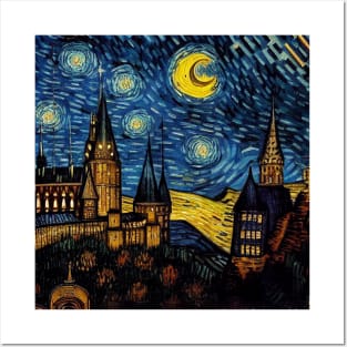 Starry Night Wizarding School Van Gogh Posters and Art